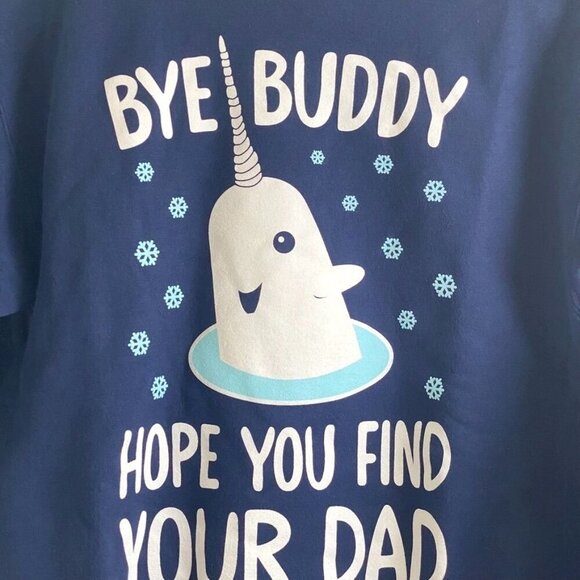 Hanes Comfort Blend Sweatshirt Elf Movie "Hey Buddy" Narwhal Whale Size Small - Picture 2 of 7